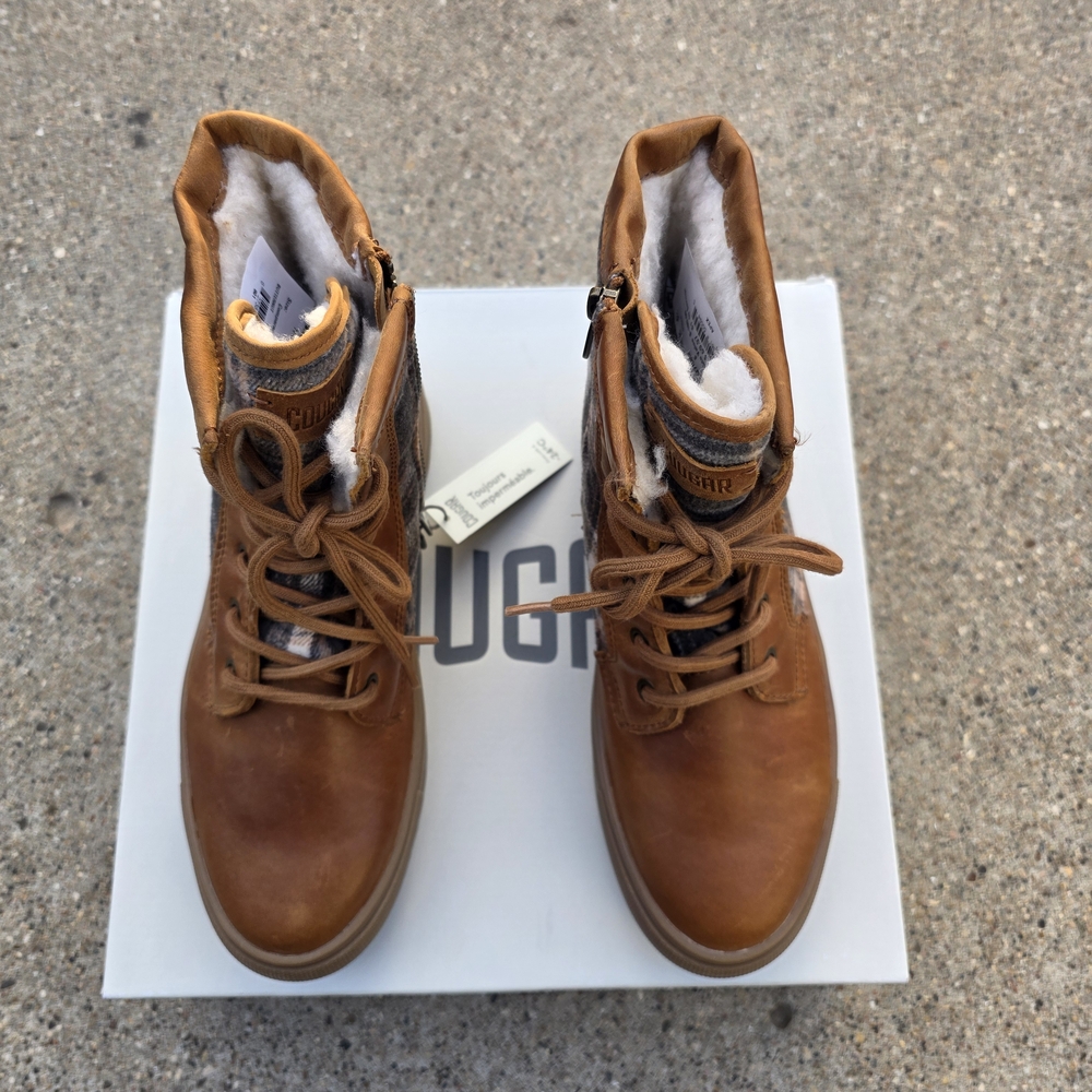 Cougar Insulated Brown Plaid Ankle Boots Women Size 10 - Picture 6 of 12